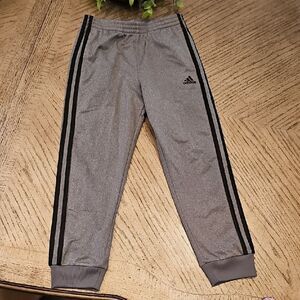 Adidas Kids Gray Joggers with Black Stripes Size 7